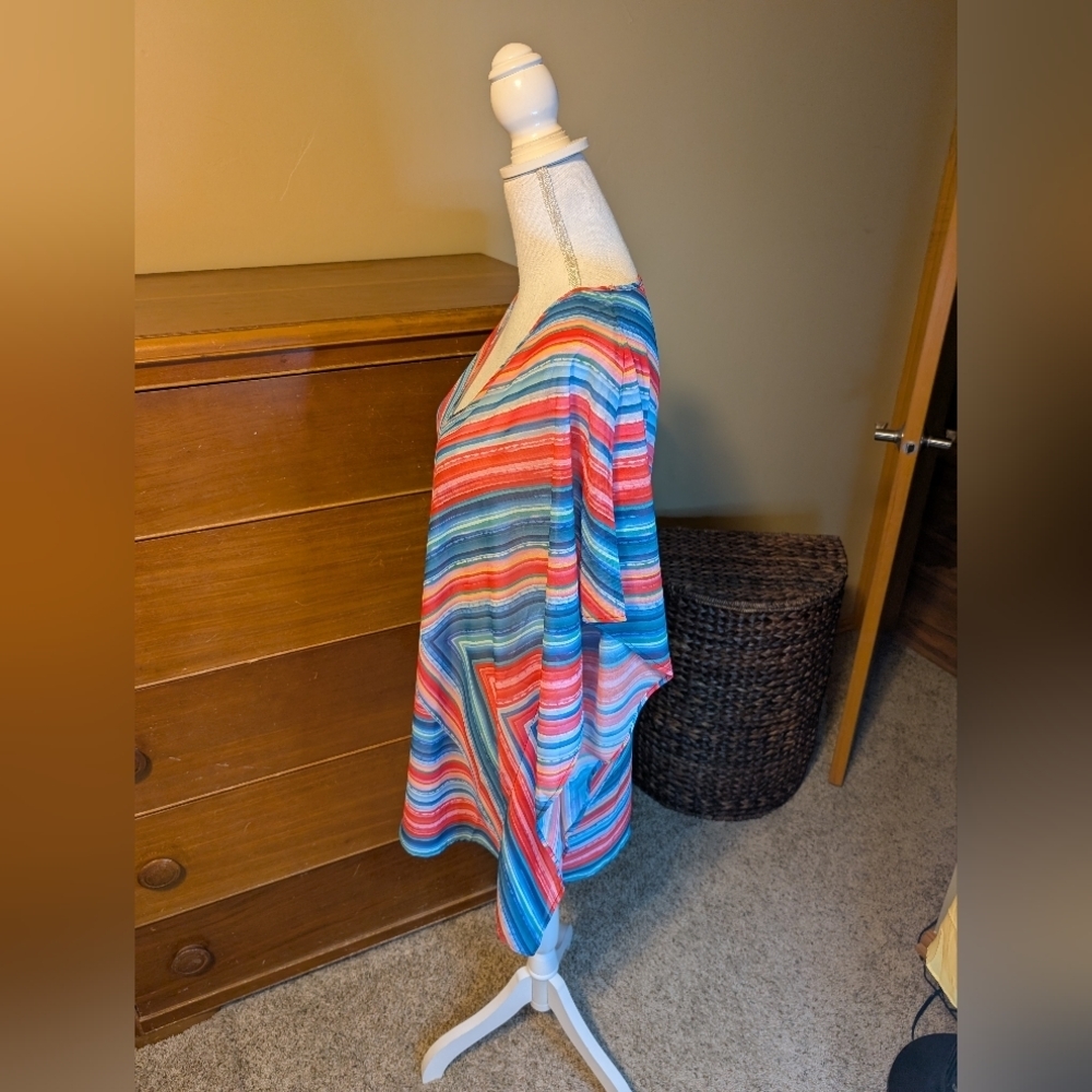 VTG Venus Swim Coverup Kaftan Dress Sheer Rainbow Print - Picture 6 of 11